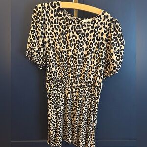 1901 Black & Cream Leopard Print Puff Sleeve Top
